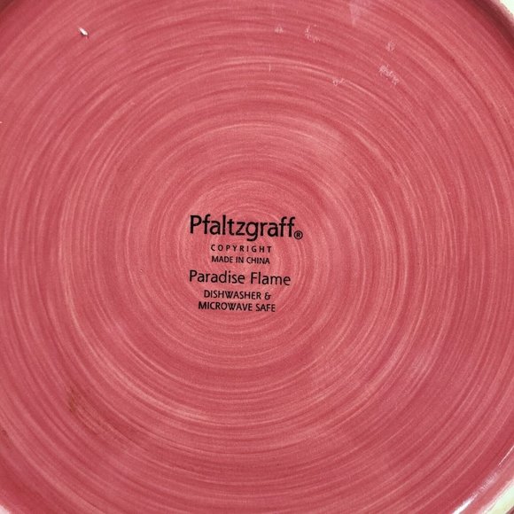 4 Pfaltzgraff Paradise Flame Square Dinner Plates 11.5" embossed stoneware - Picture 5 of 8